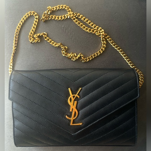 Yves Saint Laurent Black Quilted Leather Chain Bag - USED AUTHENTIC - Picture 1 of 10